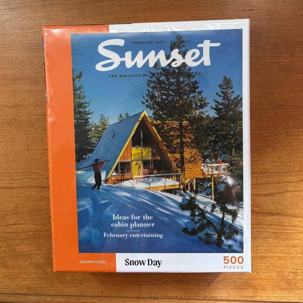 Sunset Magazine Snow Day Jigsaw Puzzle 500 Pieces Vintage 1957 Cover Art Cabin